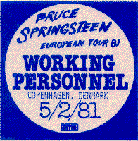 Pass for the 02 May 1981 show at Brondby-Hallen, Copenhagen, Denmark