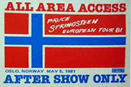 Pass for the 05 May 1981 show at Drammenshallen, Drammen, Norway