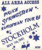 Pass for the 07 May 1981 show at Johanneshovs Isstadion, Stockholm, Sweden