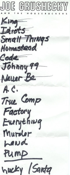 Handwritten setlist for the 02 Dec 2004 show at Heinz Hall, Pittsburgh, PA