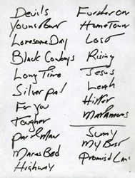 Handwritten setlist for the 21 Apr 2005 show at Paramount Theatre, Asbury Park, NJ