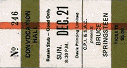 Ticket stub for the 21 Dec 1975 show at Seneca College, Toronto, Canada