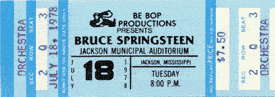 Ticket stub for the 18 Jul 1978 show at Jackson Municipal Auditorium, Jackson, MS