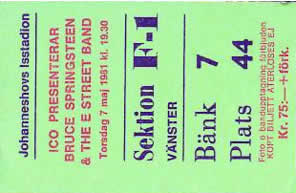 Ticket stub for the 07 May 1981 show at Johanneshovs Isstadion, Stockholm, Sweden