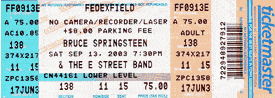 Ticket stub for the 13 Sep 2003 show at FedEx Field, Landover, DC