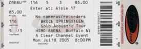 Ticket stub for the 18 Jul 2005 show at HSBC Arena, Buffalo, NY