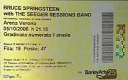 Ticket stub for the 05 Oct 2006 show at Arena Di Verona, Verona, Italy
