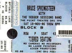 Ticket stub for the 18 Nov 2006 show at Point Theatre, Dublin, Ireland