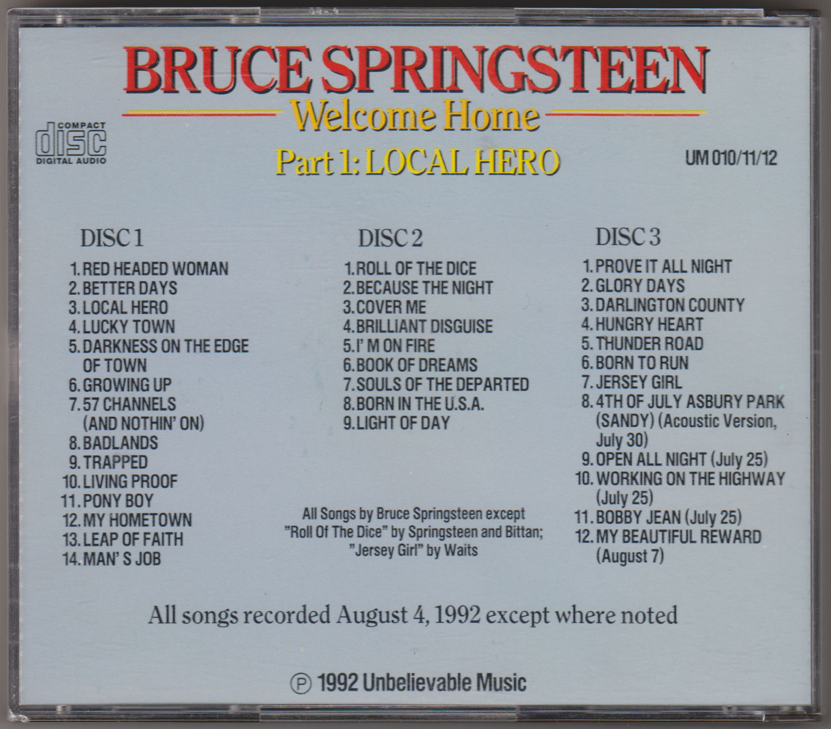 Bruce Springsteen Collection: Welcome Home Part 1: Local Hero