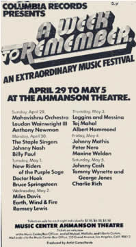 Promotional ad for the 1974 'A Week To Remember' event at Ahmanson Theatre, Los Angeles, CA
