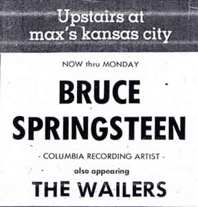 Promotional ad for the July 1973 six-night stand at Max's Kansas City, New York City, NY