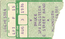 Ticket stub for the 03 Aug 1976 show at Monmouth Arts Center, Red Bank, NJ