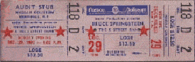 Ticket stub for the 29 Dec 1980 show at Nassau Veterans Memorial Coliseum, Uniondale, NY